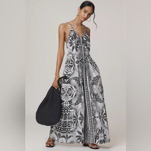 Farm Rio Elegance Scarf Linen Blend Wide-Leg Jumpsuit